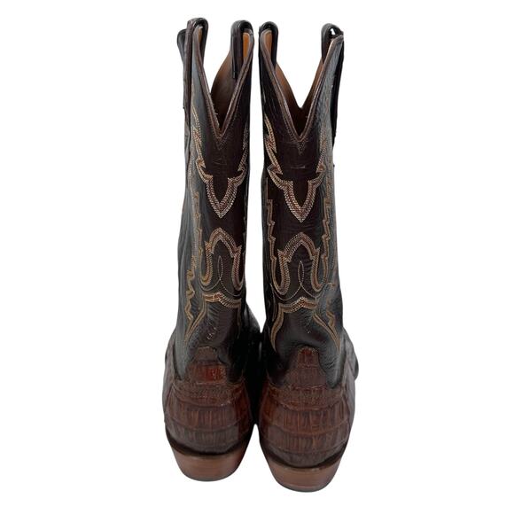 Lucchese Hornback Caiman Tail Buffalo Pony Boots Men's 14 D Brown Limited L1324 - Picture 4 of 12